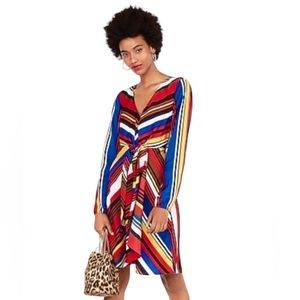 EXPRESS Colorful Long Sleeve Stripe Dress with Tie Knot Front Size small‎